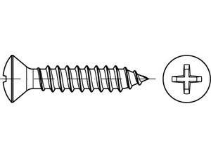 ISO 7051 Form C Linsensenk-Blechschrauben mit Spitze, mit Phillips-Kreuzschlitz, galvanisch verzinkt