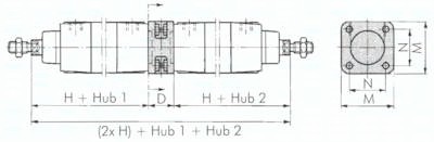 Verbindungsstücke zum Herstellen eines Mehrstellungszylinders (3 oder 4)