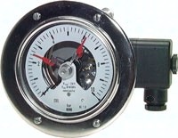 Edelstahl-Sicherheits-Kontaktmanometer waagerecht Ø 100 mm, Klasse 1.0