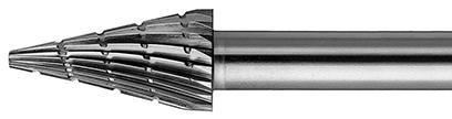 HSS-Frässtift, 6-mm-Schaft-Ø, Spitzkegelform G, Zahnung 1