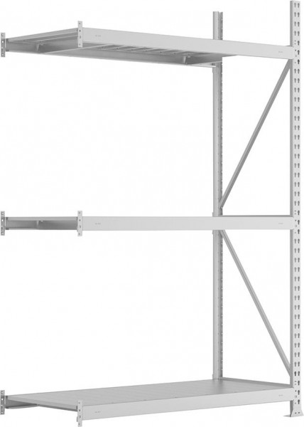 META MINI-RACK® Weitspann-Anbauregal mit Stahlpaneele, Regalhöhe 2200 mm, 3 Fachböden