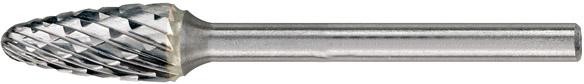 Hartmetall-Kleinfrässtift mit 3-mm-Schaft, Rundbogenform RBF, Zahnung 4