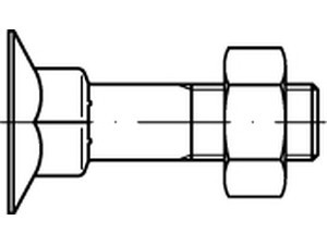 DIN 605 Senkschrauben mit hohem Vierkantansatz, mit Sechskantmutter
