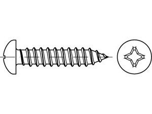 ISO 7049 Form C Linsenkopf-Blechschrauben mit Spitze, mit Phillips-Kreuzschlitz, galvanisch verzinkt