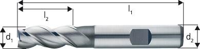 Aluminium-Schaftfräser für Aluminium – kurz, HSS Co8, Typ W, Oberfläche blank, mit Zentrumschnitt