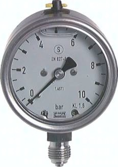 Glycerin-Sicherheitsmanometer senkrecht Ø 63 mm, Klasse 1.6