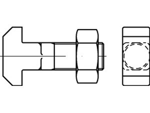 DIN 186 Hammerschrauben mit Vierkant, mit langem Gewinde, mit Sechskantmutter