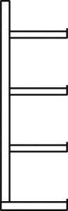 Kragarmregal META MULTISTRONG® L IPE (Anbauregal, einseitig), Höhe 2500 mm, Achsmaß 1030mm, RAL 5010