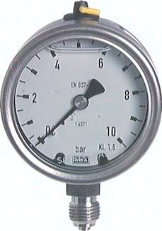 Glycerinmanometer senkrecht Ø 63 mm, Chemieausführung, Klasse 1.6
