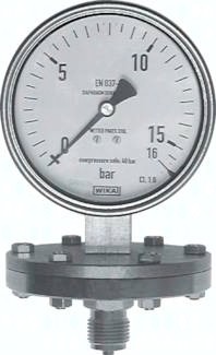 Plattenfedermanometer Ø 100 mm, Chemieausführung, Klasse 1.6